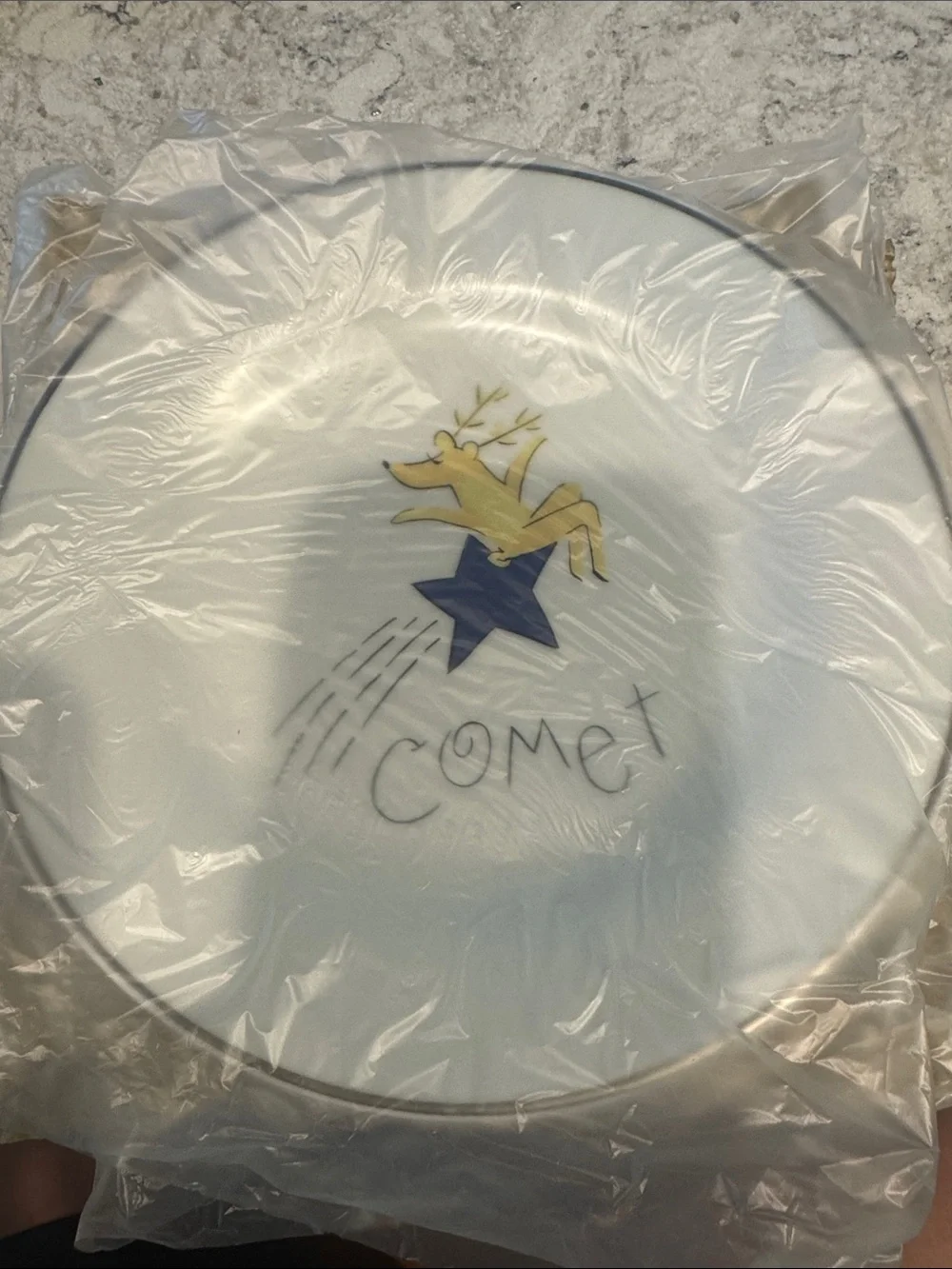 ** NEW ** Pottery Barn Set of 4 Neutral Reindeer Dessert Plate Set - Cream Box